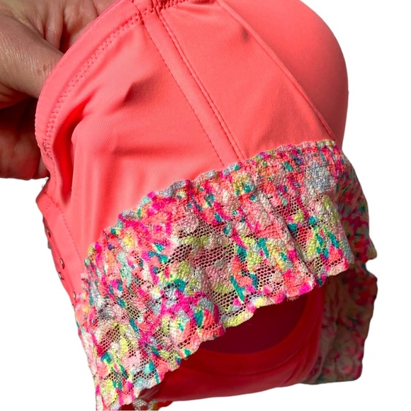 VS PINK Strapless Neon Orange Padded Bustier With Adjustable Straps Bra Size 34B - Picture 6 of 12